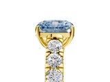 Yellow gold Fancy Blue Radiant  Cut Diamond Pavé Band Solitaire with Four-Prong Setting_8