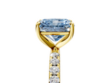 Yellow gold Fancy Blue Radiant  Cut Diamond Pavé Band Solitaire with Four-Prong Setting_8