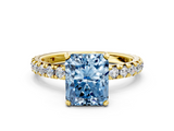 Yellow gold Fancy Blue Radiant  Cut Diamond Pavé Band with Four-Prong Setting_38