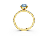 Yellow gold Fancy Blue Radiant  Cut Diamond Pavé Band with Four-Prong Setting_41
