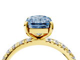 Yellow gold Fancy Blue Radiant  Cut Diamond Pavé Band with Four-Prong Setting_42