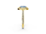 Yellow gold Fancy Blue Radiant Cut Diamond Pavé Halo Ring with Four-Prong Setting_38