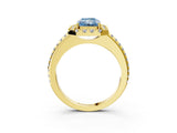 Yellow gold Fancy Blue Radiant Cut Diamond Pavé Halo Ring with Four-Prong Setting_39