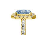 Yellow gold Fancy Blue Radiant Cut Diamond Pavé Halo Ring with Four-Prong Setting_41