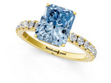 Yellow gold Fancy Blue Radiant Cut Diamond Pavé Solitaire Engagement Ring with Four-Prong Setting_70