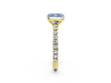 Yellow gold Fancy Blue Radiant Cut Diamond Pavé Solitaire Engagement Ring with Four-Prong Setting_71