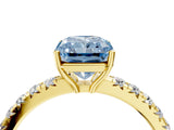 Yellow gold Fancy Blue Radiant Cut Diamond Pavé Solitaire Engagement Ring with Four-Prong Setting_73