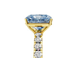 Yellow gold Fancy Blue Radiant Cut Diamond Pavé Solitaire Engagement Ring with Four-Prong Setting_74