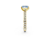 Yellow gold Fancy Blue Radiant Cut Diamond Pavé Solitaire Ring with Round Band and Prong Setting_14