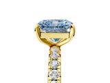 Yellow gold Fancy Blue Radiant Cut Diamond Pavé Solitaire Ring with Round Band and Prong Setting_17
