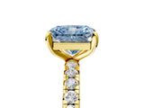 Yellow gold Fancy Blue Radiant Cut Diamond Pavé Solitaire Ring with Round Band and Prong Setting_29