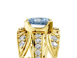 Yellow gold Fancy Blue Radiant Cut Diamond Pave Art Deco Split Shank Ring with Four-Prong Setting_5