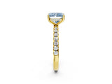 Yellow gold Fancy Blue Radiant Cut Diamond Pave Band Solitaire Ring with Four-Prong Setting_59