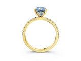 Yellow gold Fancy Blue Radiant Cut Diamond Pave Band Solitaire Ring with Four-Prong Setting_60