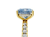 Yellow gold Fancy Blue Radiant Cut Diamond Pave Band Solitaire Ring with Four-Prong Setting_62