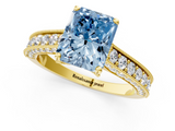 Yellow gold Fancy Blue Radiant  Cut Diamond Pave Band with Four-Prong Setting_37