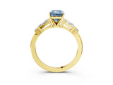 Yellow gold Fancy Blue Radiant  Cut Diamond Ring with Baguette Side Stones, Channel Set Band, and Four-Prong Setting_27