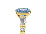 Yellow gold Fancy Blue Radiant  Cut Diamond Ring with Baguette Side Stones, Channel Set Band, and Four-Prong Setting_29