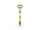 Yellow gold Fancy Blue Radiant  Cut Diamond Ring with Baguette Side Stones, Channel Set Band, and Four-Prong Setting_5