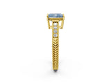 Yellow gold Fancy Blue Radiant Cut Diamond Ring with Milgrain Pavé Band and Four-Prong Setting_22