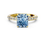 Yellow gold Fancy Blue Radiant  Cut Diamond Ring with Pavé Band and Four-Prong Setting_17