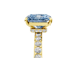 Yellow gold Fancy Blue Radiant  Cut Diamond Ring with Pavé Band and Four-Prong Setting_22
