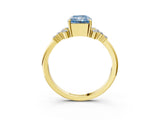 Yellow gold Fancy Blue Radiant Cut Diamond Ring with Side Stones and Four-Prong Setting_98