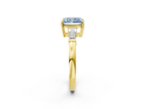 Yellow gold Fancy Blue Radiant  Cut Diamond Ring with Tapered Baguette Side Stones in Four-Prong Setting_5
