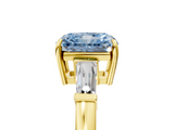 Yellow gold Fancy Blue Radiant  Cut Diamond Ring with Tapered Baguette Side Stones in Four-Prong Setting_8