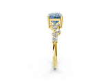 Yellow gold Fancy Blue Radiant Cut Diamond Scattered Round Accent Ring with Prong Setting_14