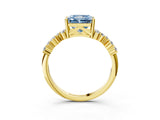 Yellow gold Fancy Blue Radiant Cut Diamond Scattered Round Accent Ring with Prong Setting_15
