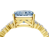 Yellow gold Fancy Blue Radiant Cut Diamond Scattered Round Accent Ring with Prong Setting_16