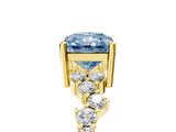 Yellow gold Fancy Blue Radiant Cut Diamond Scattered Round Accent Ring with Prong Setting_17