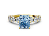 Yellow gold Fancy Blue Radiant Cut Diamond Side Stone Engagement Ring with Four-Prong Setting_24