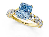 Yellow gold Fancy Blue Radiant Cut Diamond Side Stone Engagement Ring with Four-Prong Setting_25