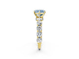 Yellow gold Fancy Blue Radiant Cut Diamond Side Stone Engagement Ring with Four-Prong Setting_26