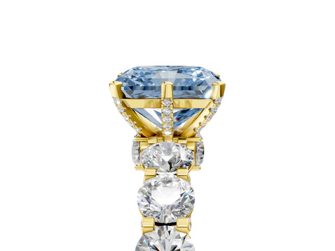 Yellow gold Fancy Blue Radiant Cut Diamond Side Stone Engagement Ring with Four-Prong Setting_29