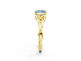 Yellow gold Fancy Blue Radiant Cut Diamond Solitaire Celtic Knot Ring with Four-Prong Setting_80