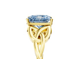 Yellow gold Fancy Blue Radiant Cut Diamond Solitaire Celtic Knot Ring with Four-Prong Setting_83