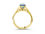 Yellow gold Fancy Blue Radiant Cut Diamond Solitaire Engagement Ring with Cathedral Setting and Four-Prong Mount_113