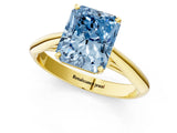 Yellow gold Fancy Blue Radiant Cut Diamond Solitaire Engagement Ring with Cathedral Setting and Four-Prong Mount_31