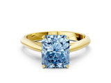 Yellow gold Fancy Blue Radiant Cut Diamond Solitaire Engagement Ring with Cathedral Setting and Four-Prong Mount_78