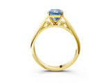 Yellow gold Fancy Blue Radiant Cut Diamond Solitaire Engagement Ring with Cathedral Setting and Four-Prong Mount_81
