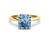 Yellow gold Fancy Blue Radiant Cut Diamond Solitaire Engagement Ring with Classic Band and Four-Prong Setting_12