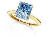 Yellow gold Fancy Blue Radiant Cut Diamond Solitaire Engagement Ring with Classic Band and Four-Prong Setting_13