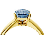 Yellow gold Fancy Blue Radiant Cut Diamond Solitaire Engagement Ring with Classic Band and Four-Prong Setting_16