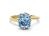 Yellow gold Fancy Blue Radiant Cut Diamond Solitaire Engagement Ring with Four-Prong Setting and Classic Band_20