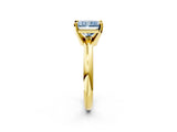 Yellow gold Fancy Blue Radiant Cut Diamond Solitaire Engagement Ring with Round Band and Four-Prong Setting_157