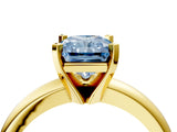 Yellow gold Fancy Blue Radiant Cut Diamond Solitaire Engagement Ring with Round Band and Four-Prong Setting_159