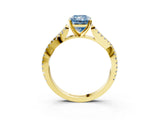 Yellow gold Fancy Blue Radiant Cut Diamond Solitaire Engagement Ring with Twisted Pavé Band and Four-Prong Setting_47